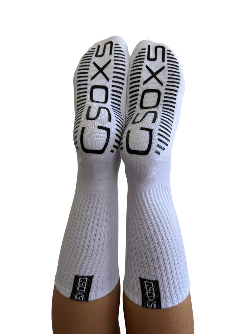 GSOXS White Athletic Grip Sock - Large