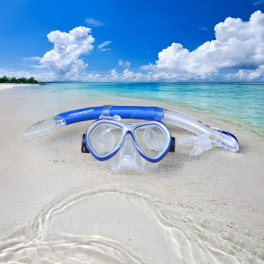Mirage Crystal Silicone Mask and Snorkel Junior - Blue