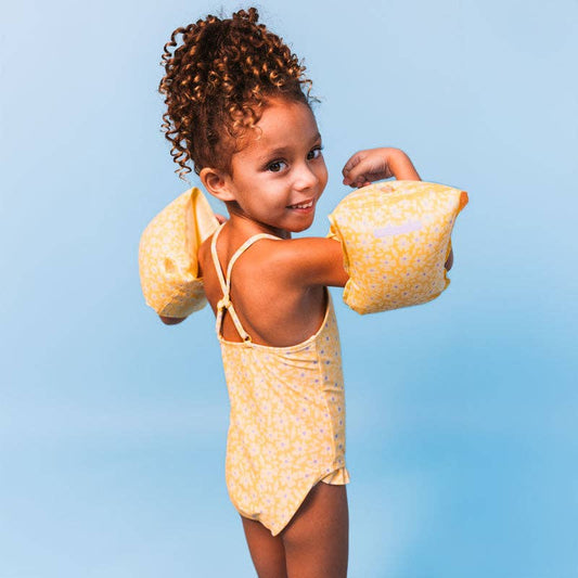 Swim Essentials Inflatable Arm Bands Flowers Yellow, 0-2 yrs