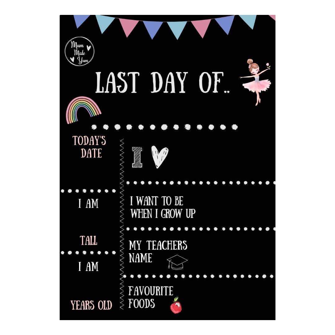 First Day Of / Last Day Of Chalkboard (Double-Sided) - Pink Version