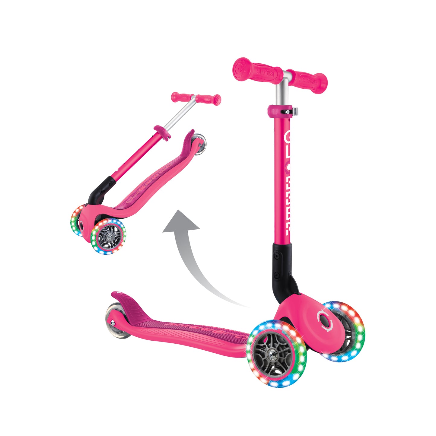 Globber Junior Foldable Lights - Fuchsia (2+yrs)