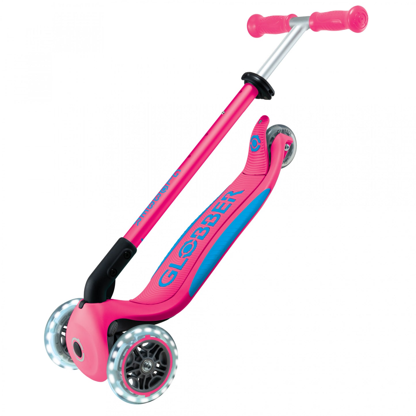 Globber Primo Foldable Plus Lights - Fuchsia Pink