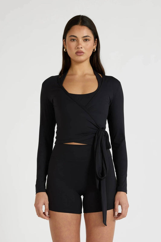ALLFENIX CloudCore Lite Long Sleeve Wrap Top - Black