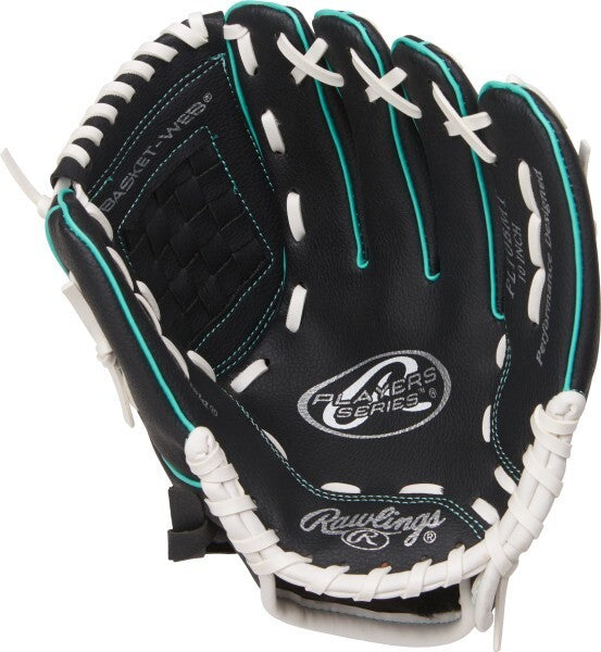 Rawlings Players Series Baseball Glove 10inches - Right Hand (5-7 years) Black/Mint Green