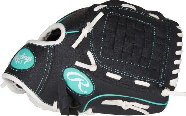 Rawlings Players Series Baseball Glove 10inches - Right Hand (5-7 years) Black/Mint Green