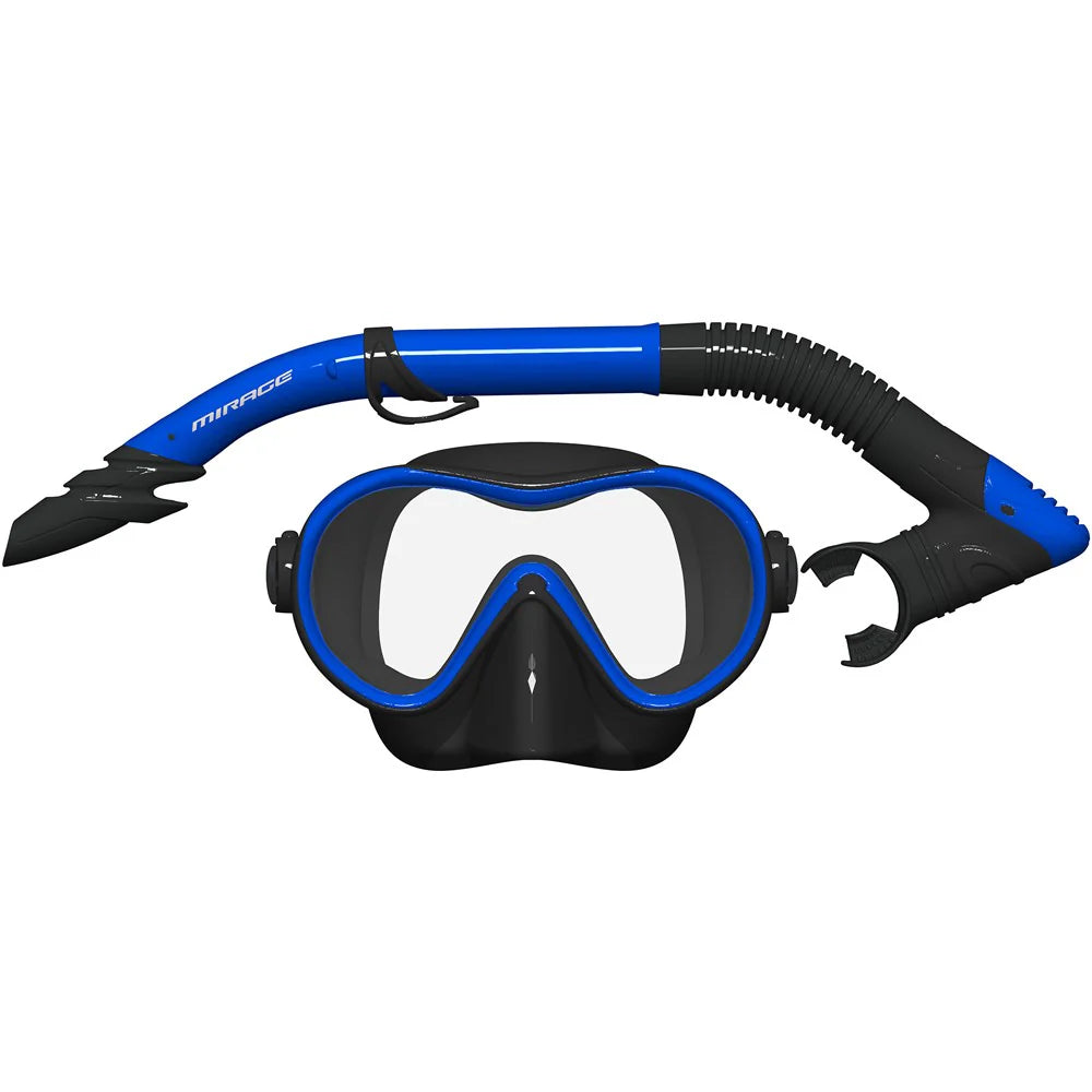 Mirage Phantom Silicone Mask and Snorkel Set Adult - Blue