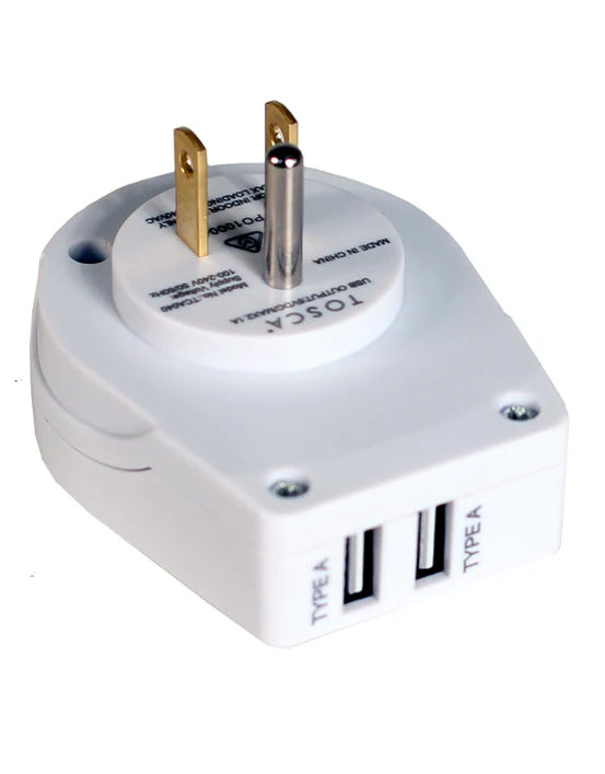 Tosca Travel Adapter with 2 USB Type-A Ports for USA & Canada